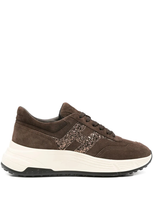 Hogan Glitter Logo Trainers — Brown — Size US M 3.5 - US W 5 — Front View