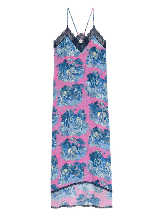Zadigvoltaire Graphic Print Midi Dress — Pink — Size XS — Front View