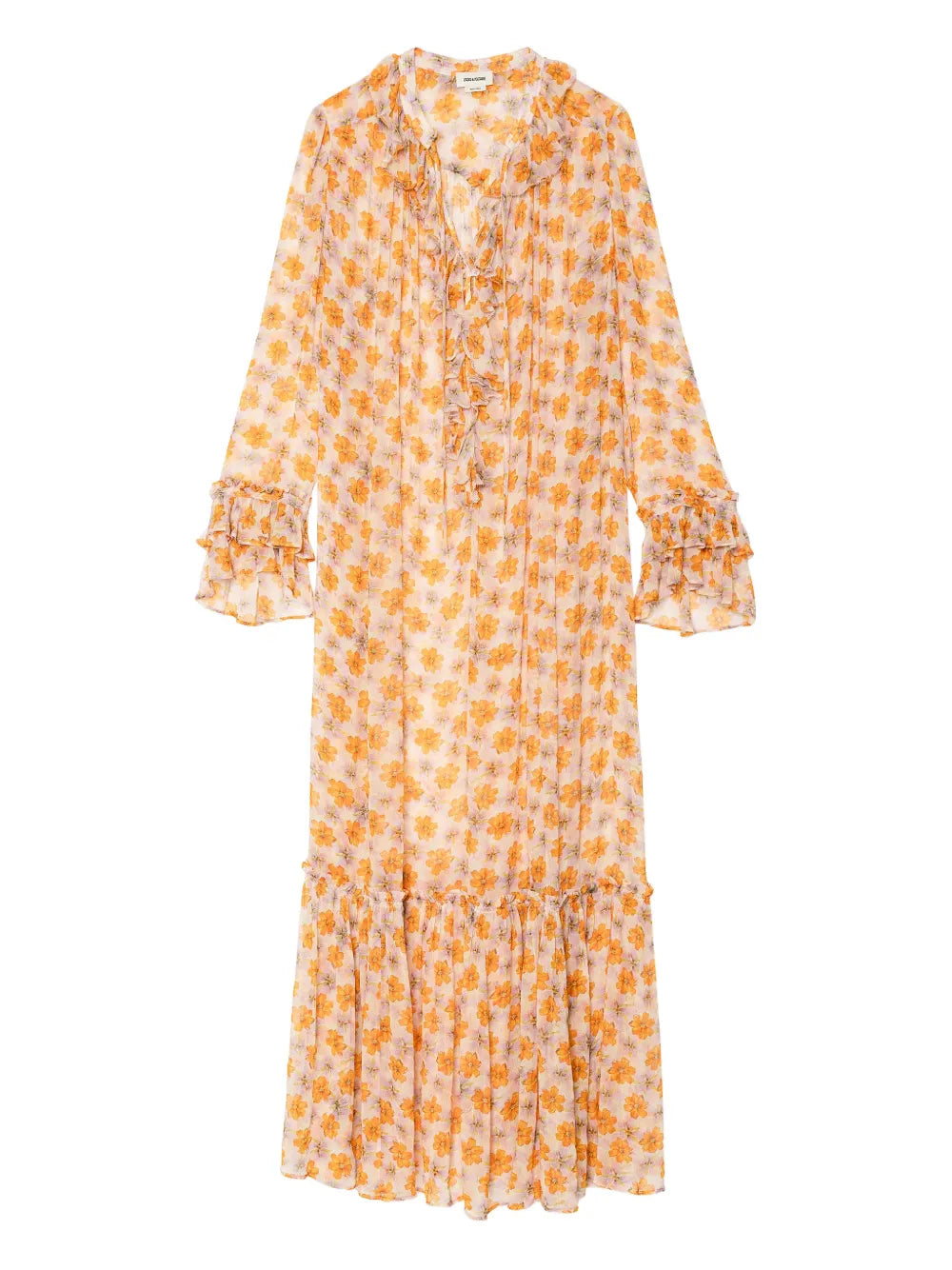 Zadigvoltaire Ralicel Floral Maxi Dress — Cream — Size XS — Front View