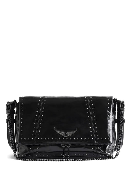 Zadigvoltaire Rocky Ii Studs Leather Shoulder Bag — Same as shown — Size One Size — Front View