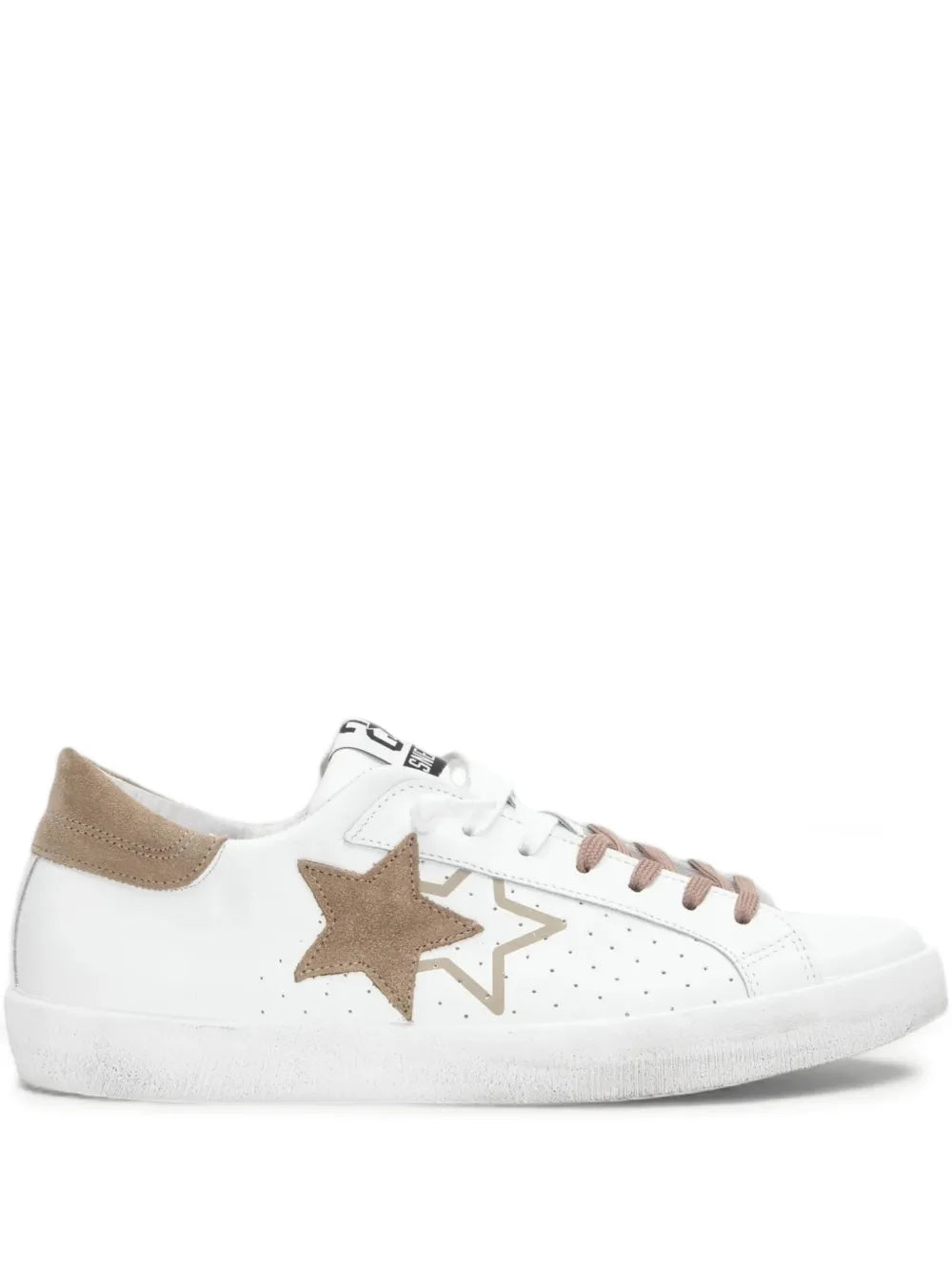 2 Star Prime Star Lace-Up Sneakers — White — Size US M 3.5 - US W 5 — Front View