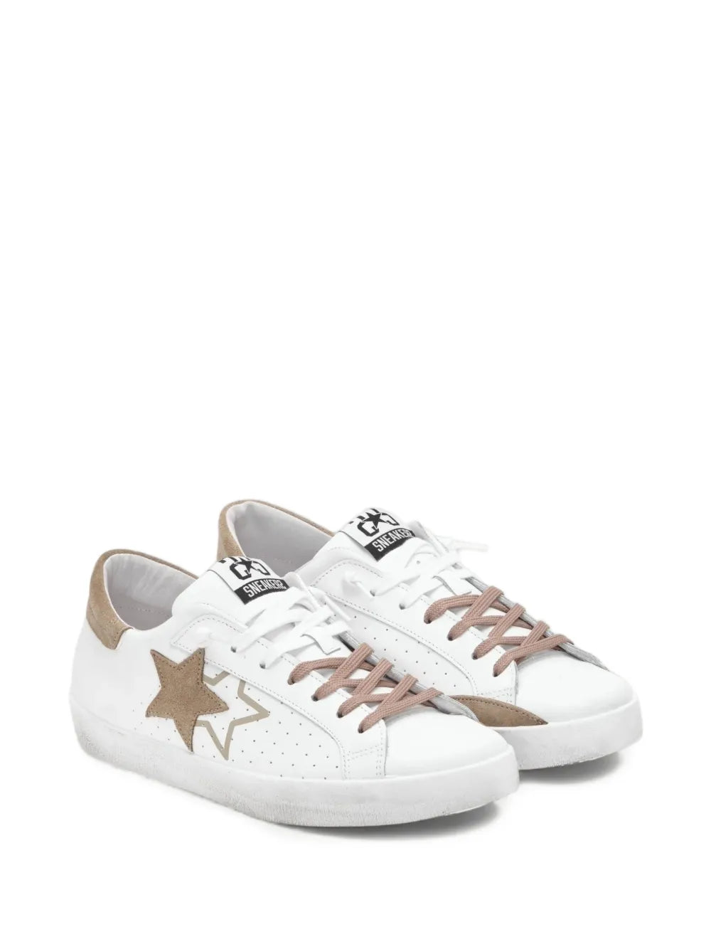2 Star Prime Star Lace-Up Sneakers — White — Size US M 3.5 - US W 5 — Side View