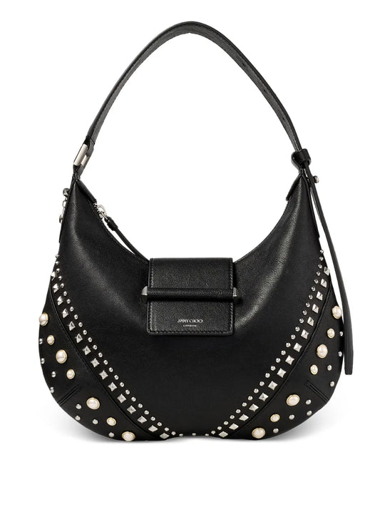 Jimmy Choo Small Bar Hobo Studded Pearl Shoulder Bag — Same as shown — Size One Size — Front View