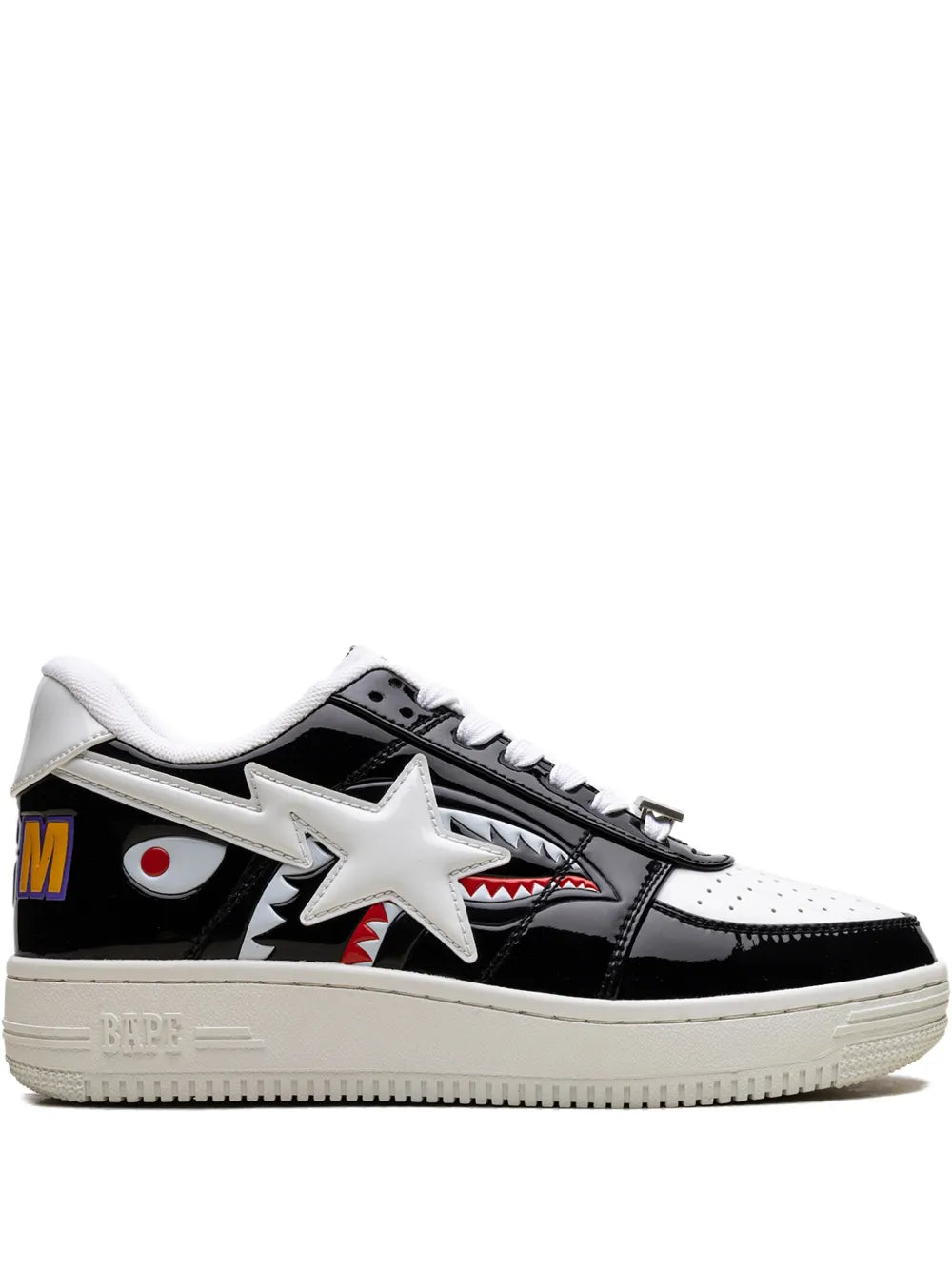 A Bathing Ape?Shark Low-Top Sneakers — Black — Size US M 3.5 - US W 5 — Front View