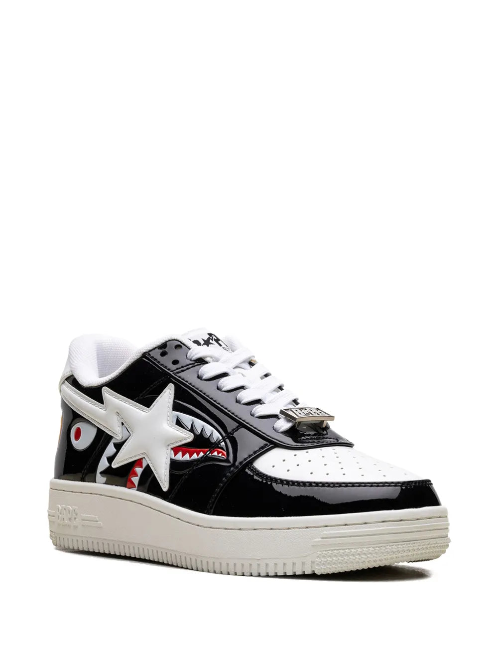 A Bathing Ape?Shark Low-Top Sneakers — Black — Size US M 3.5 - US W 5 — Top View