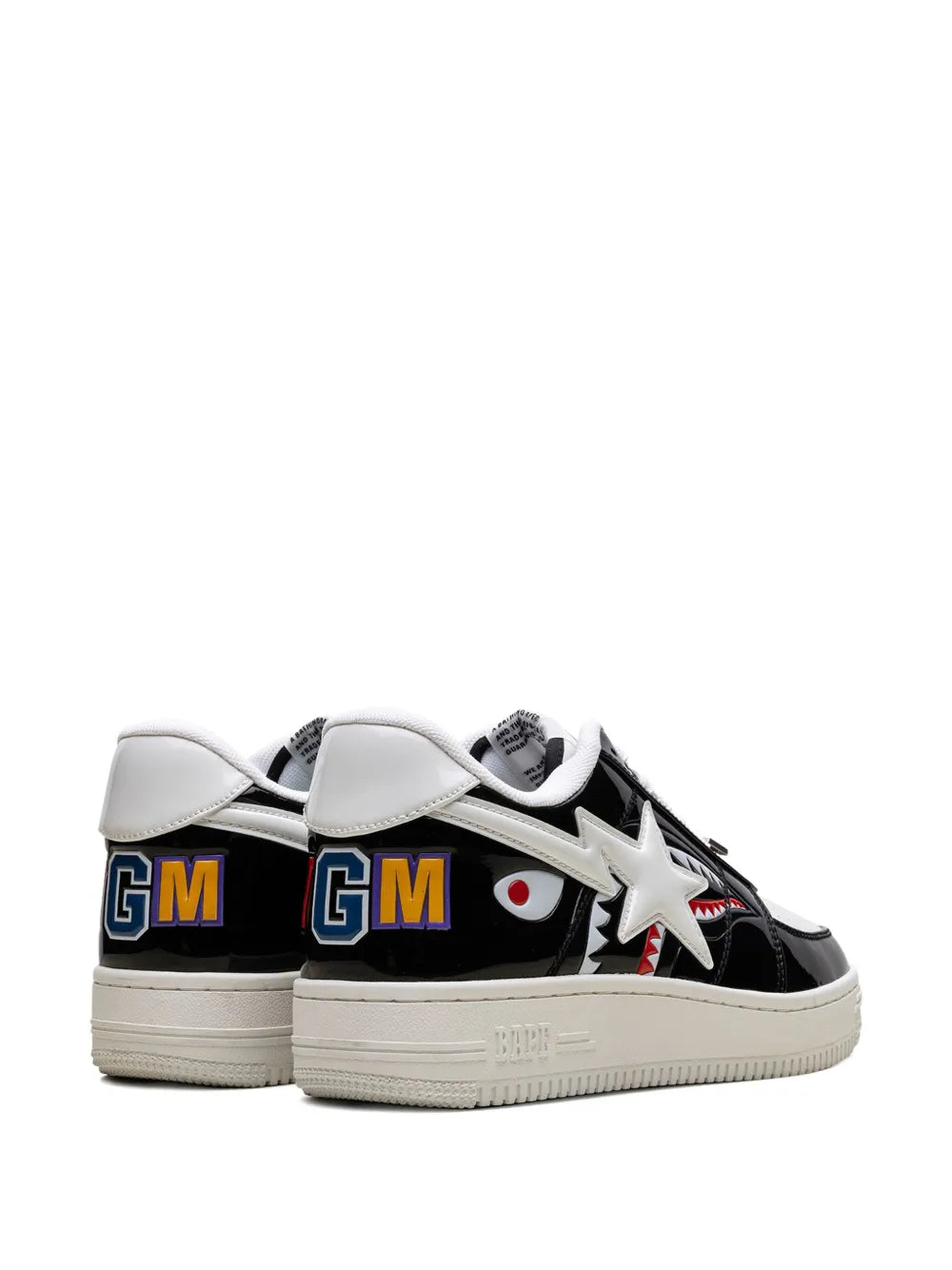 A Bathing Ape?Shark Low-Top Sneakers — Black — Size US M 3.5 - US W 5 — Back View