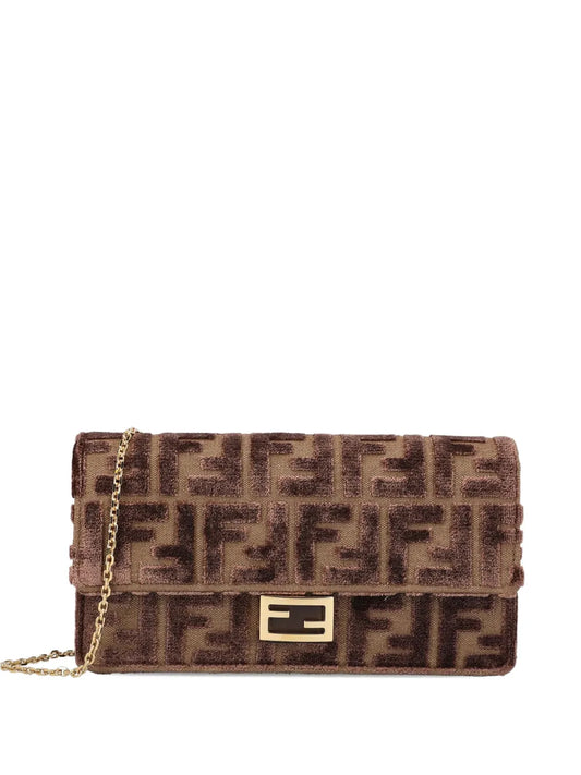 Fendi Jacquard Pattern Buckle Shoulder Bag — Same as shown — Size One Size — Front View