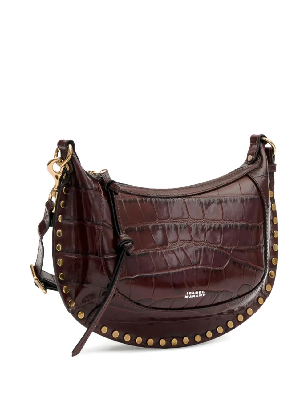 Isabel Marant Oskan Moon Studded Croc Embossed Shoulder Bag — Same as shown — Size One Size — Top View