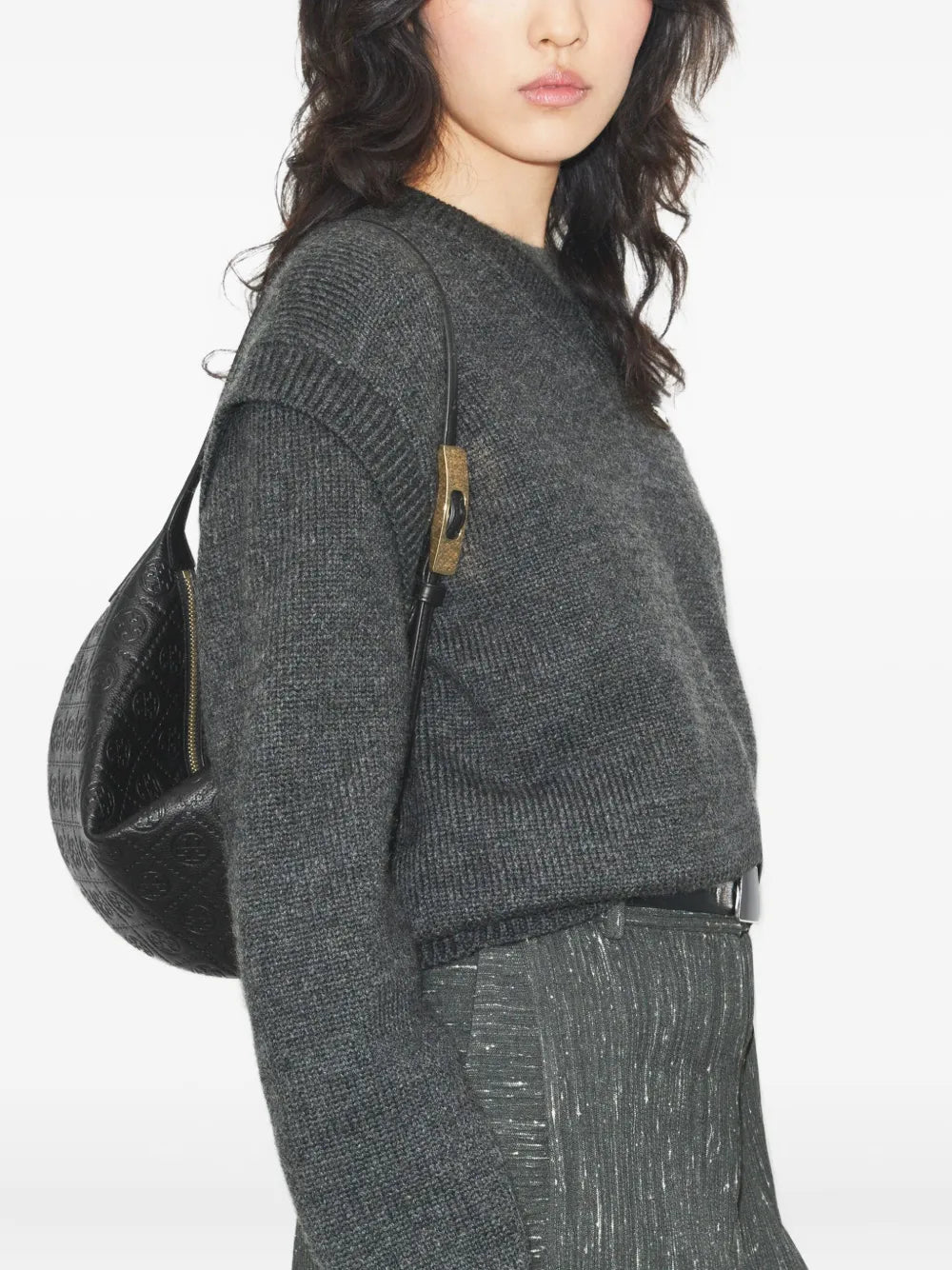 Tory Burch T Monogram Balloon Small Pebble Shoulder Bag — Same as shown — Size One Size — Side View