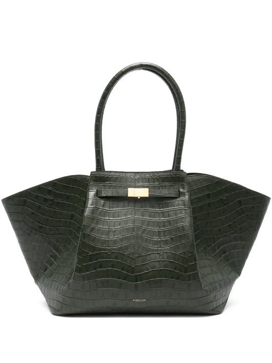 Demellier Crocodile Embossed Leather Shoulder Bag — Same as shown — Size One Size — Front View