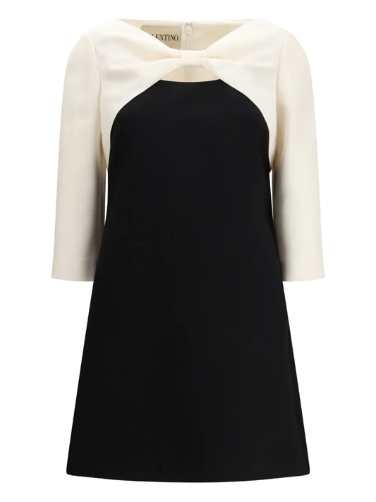Valentino Garavani Bow Embellishment Mini Dress — Black — Size XS — Front View