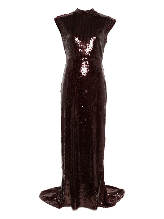 Rotate Birger Christensen Cap Sleeve Maxi Dress — Red — Size XS — Front View