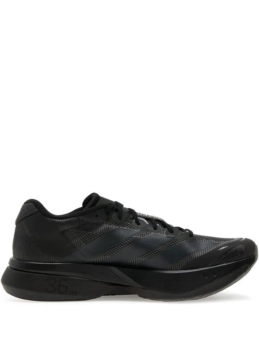adidas Adizero Boston 13 Striped Sneakers — Black — Size US M 3.5 - US W 5 — Front View