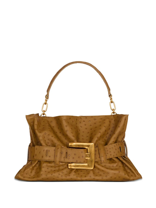 Balmain Medium Anthem Belt Detail Shoulder Bag — Same as shown — Size One Size — Front View