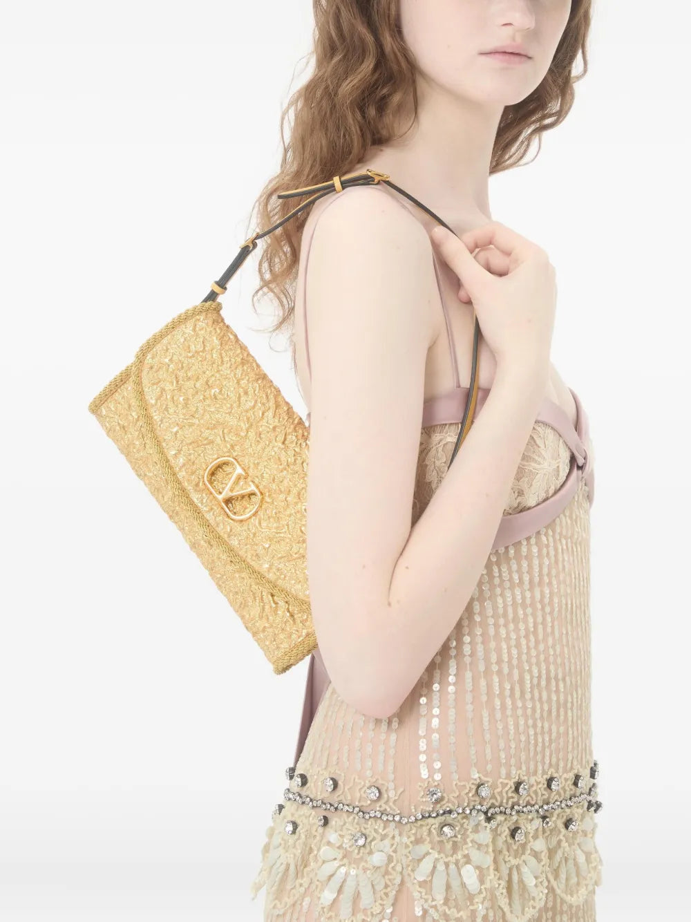 Valentino Garavani Small Devain Jacquard Shoulder Bag — Same as shown — Size One Size — Side View