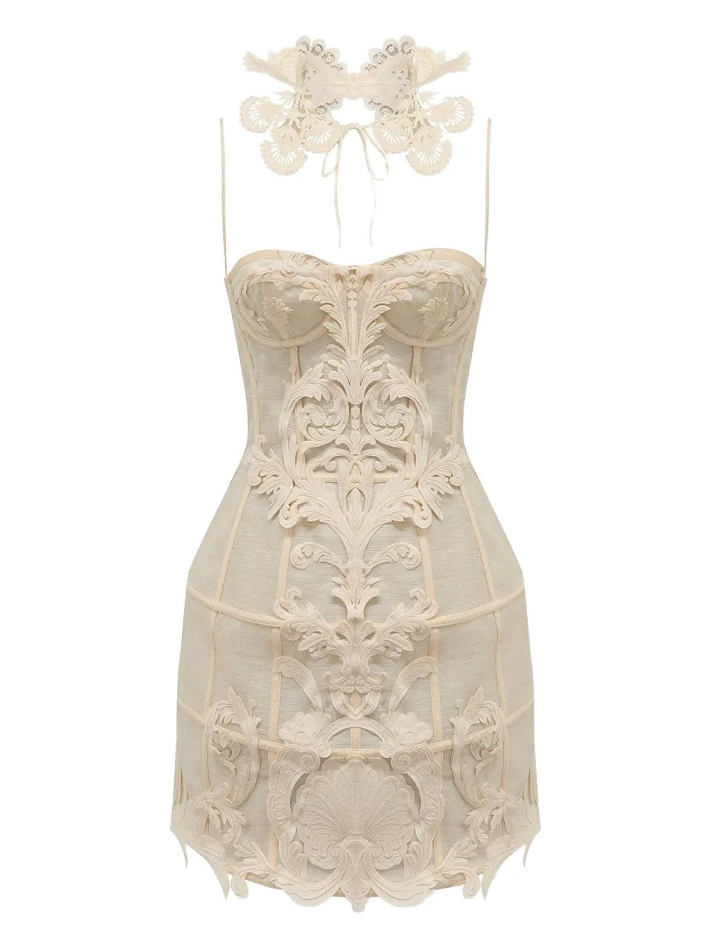 Zimmermann Rebellion Filigree Mini Dress — Cream — Size XL — Front View