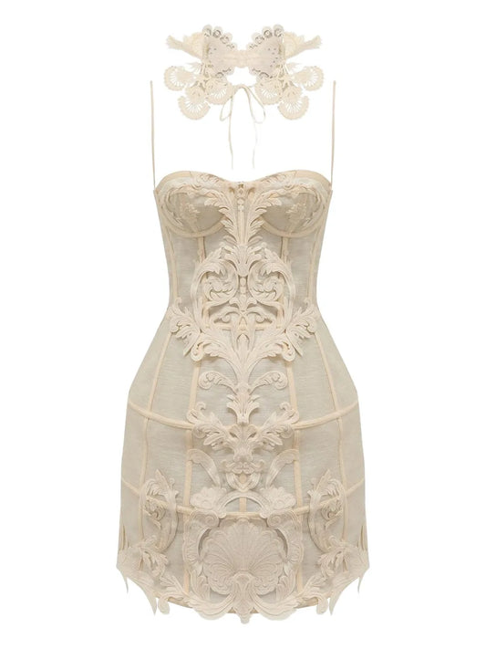 Zimmermann Rebellion Filigree Mini Dress — Cream — Size XL — Front View