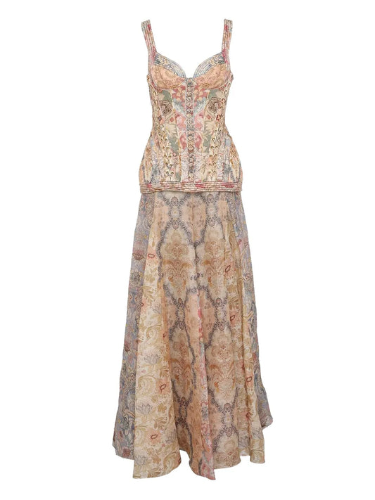 Zimmermann Corded Rebellion Maxi Dress — Beige — Size XS — Front View
