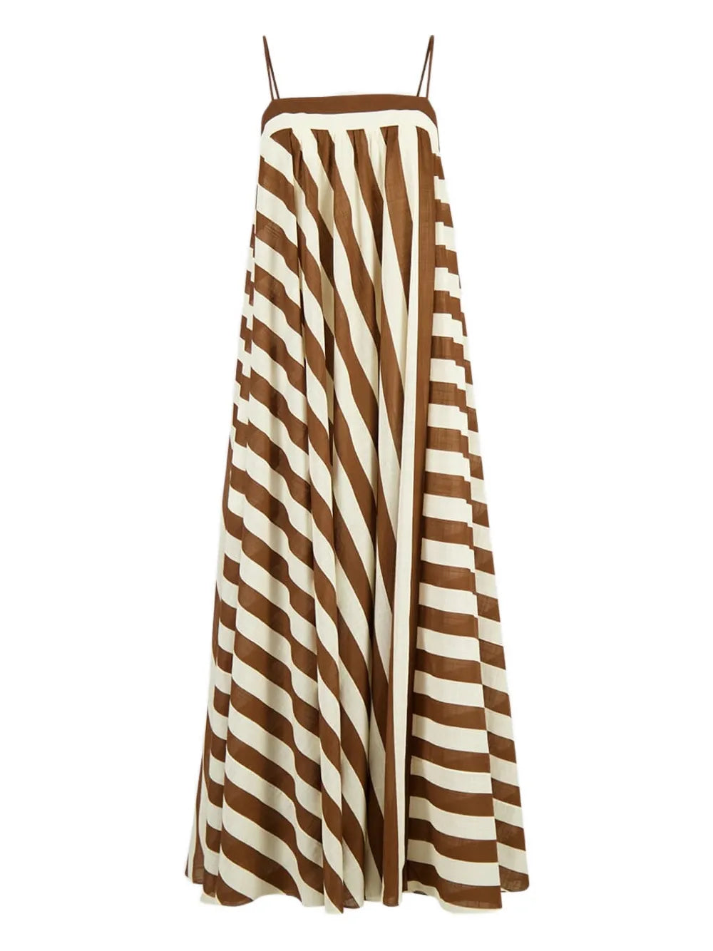 Zimmermann Striped Maxi Dress — Beige/ Brown — Size XS — Front View