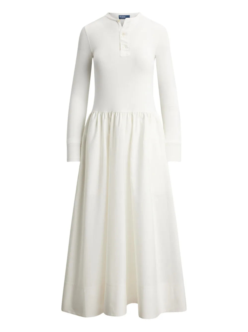 Polo Ralph Lauren Henley Style Maxi Dress — White/ Red — Size XS — Front View