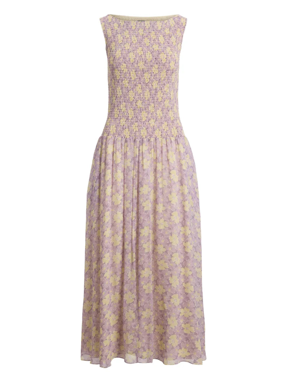Polo Ralph Lauren Floral Smocked Dress — Red/ Purple — Size S — Front View