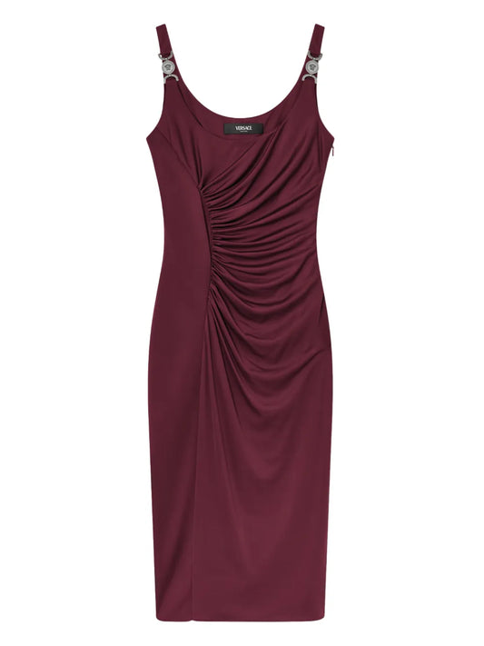 Versace Medusa Hardware Midi Dress — Red — Size XS — Front View