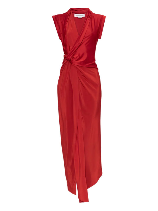 Victoria Beckham Knot Detail Maxi Dress — Red — Size XS — Front View