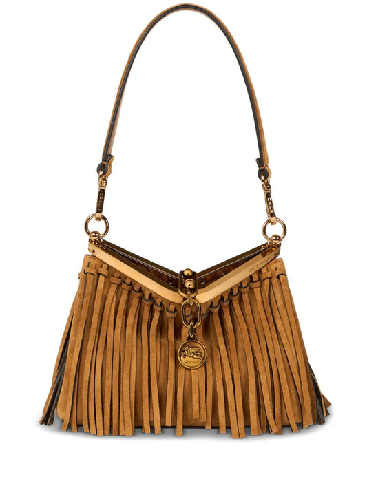 Etro Small Vela Fringing Suede Shoulder Bag — Same as shown — Size One Size — Front View