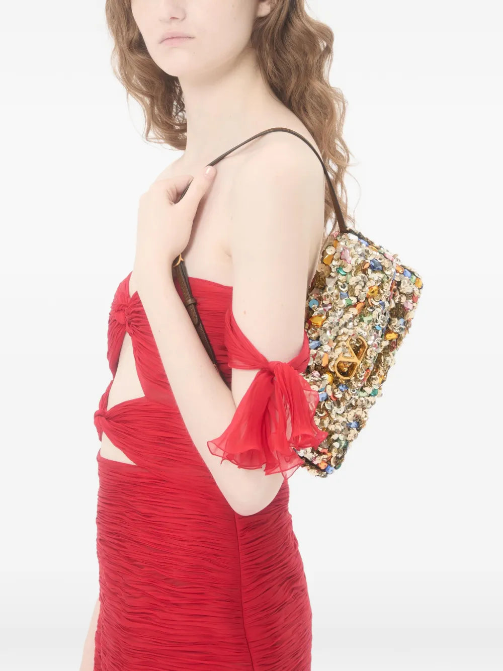 Valentino Garavani Devain Sequin Shoulder Bag — Same as shown — Size One Size — Side View
