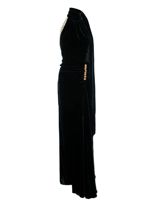 Vpm Atelier Bex Embellished Maxi Dress — Black — Size S — Front View