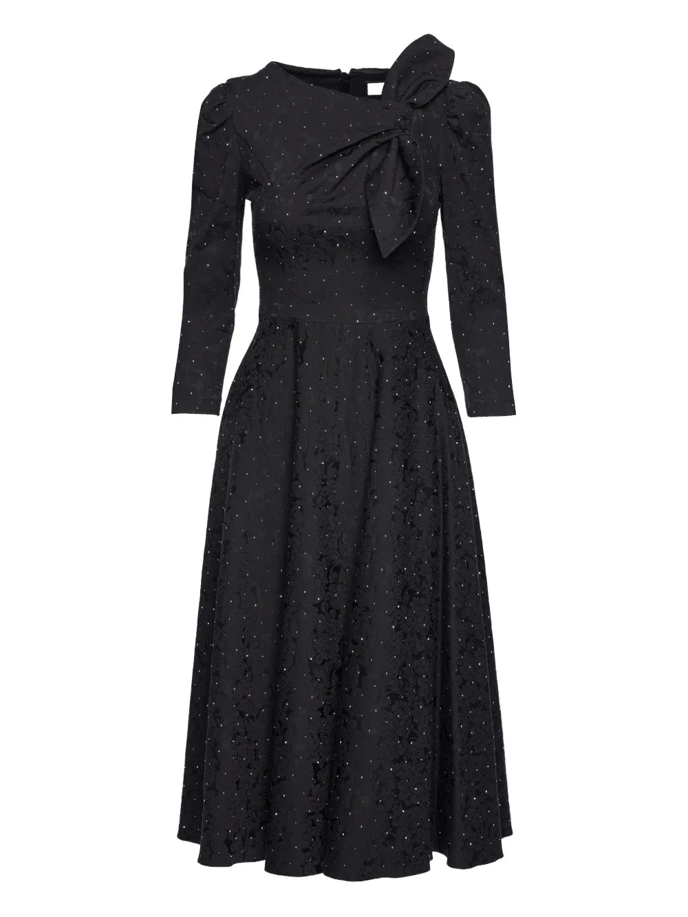 Nissa Embellished Brocade Midi Dress — Black — Size XS — Front View