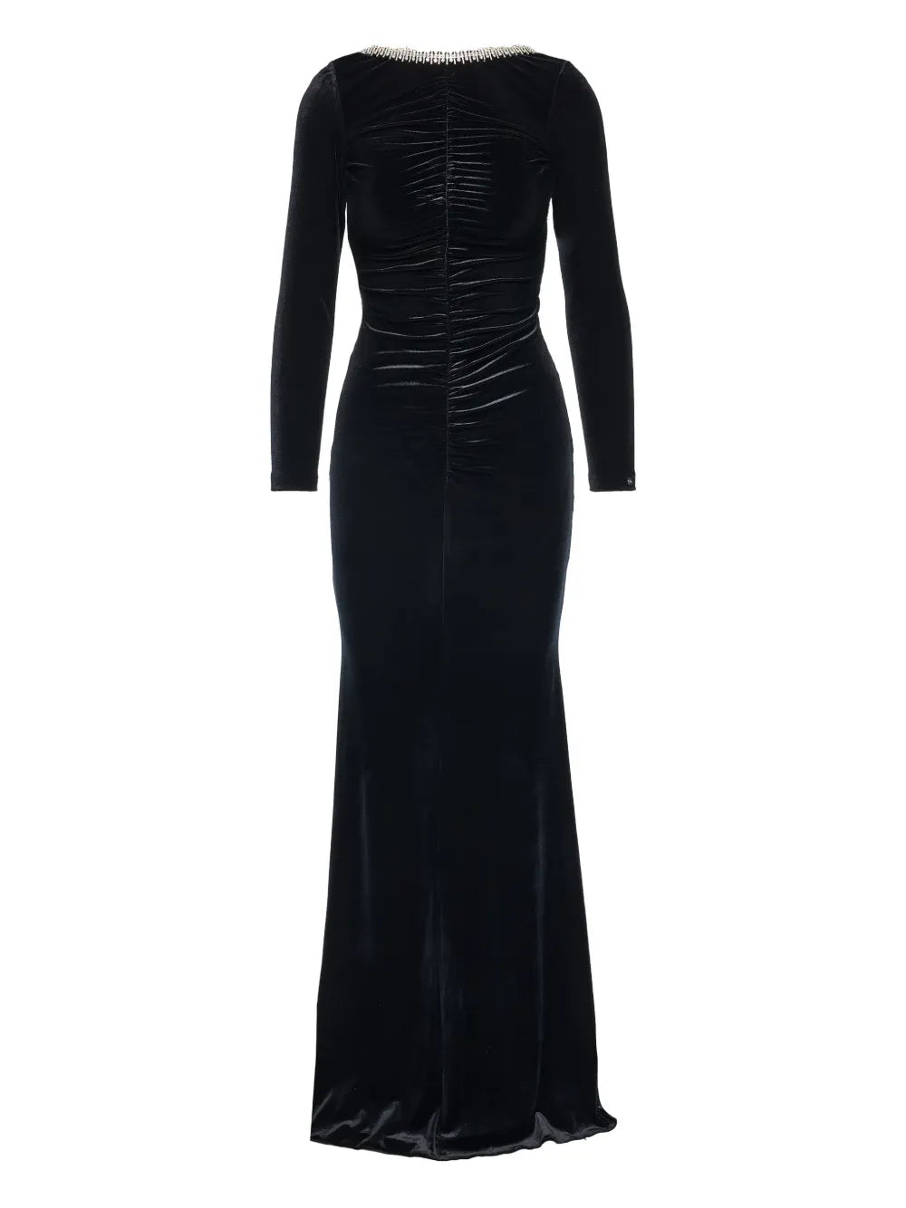 Nissa Backless Textured Maxi Dress — Black/ Red — Size S — Front View