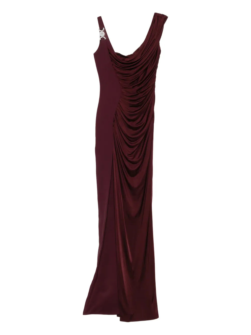 Versace Medusa 95 Draped Gown — Silver — Size XS — Front View