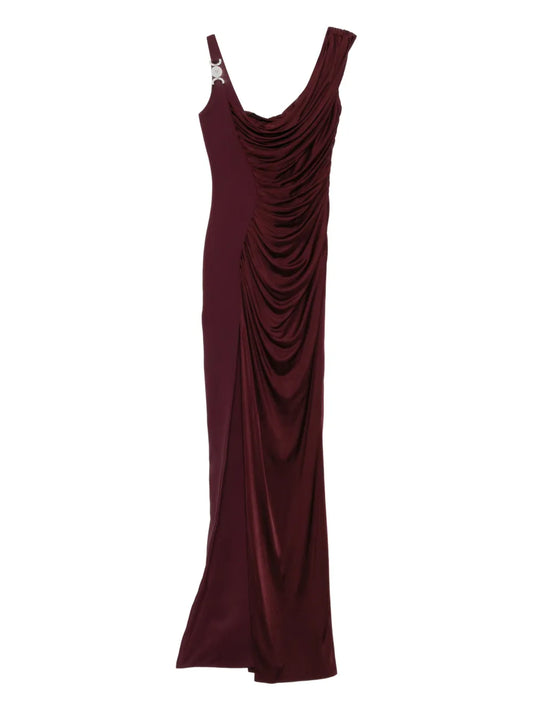 Versace Medusa 95 Draped Gown — Silver — Size XS — Front View