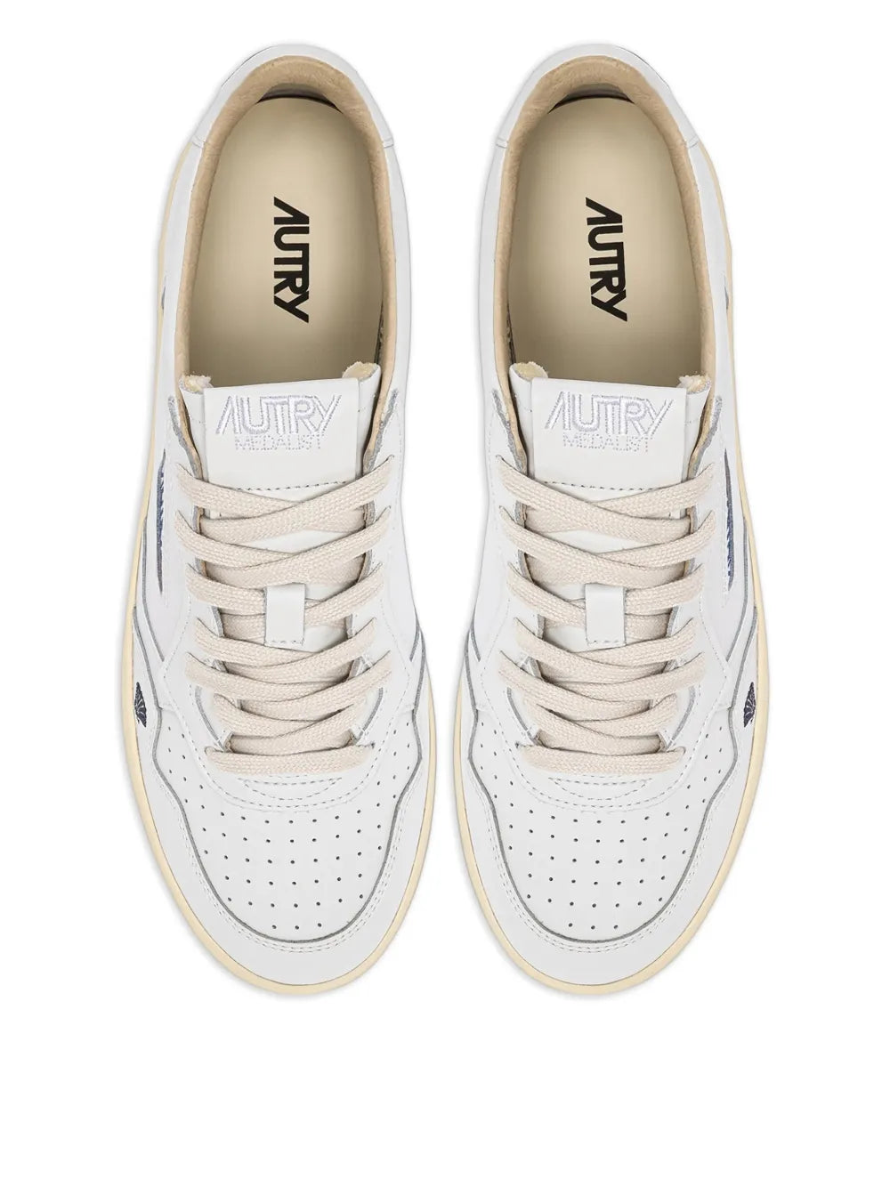 Autry Medalist Low-Tops Leather — White — Size US M 3.5 - US W 5 — Top View