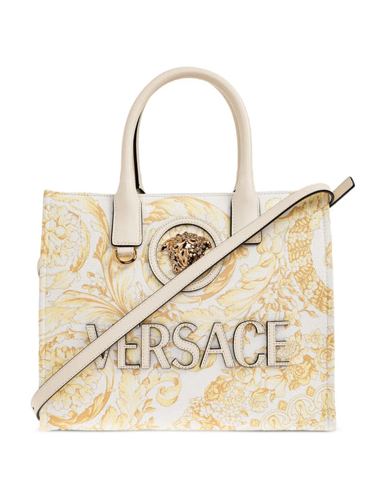Versace Small La Medusa Printed Canvas Tote Bag — Same as shown — Size One Size — Front View