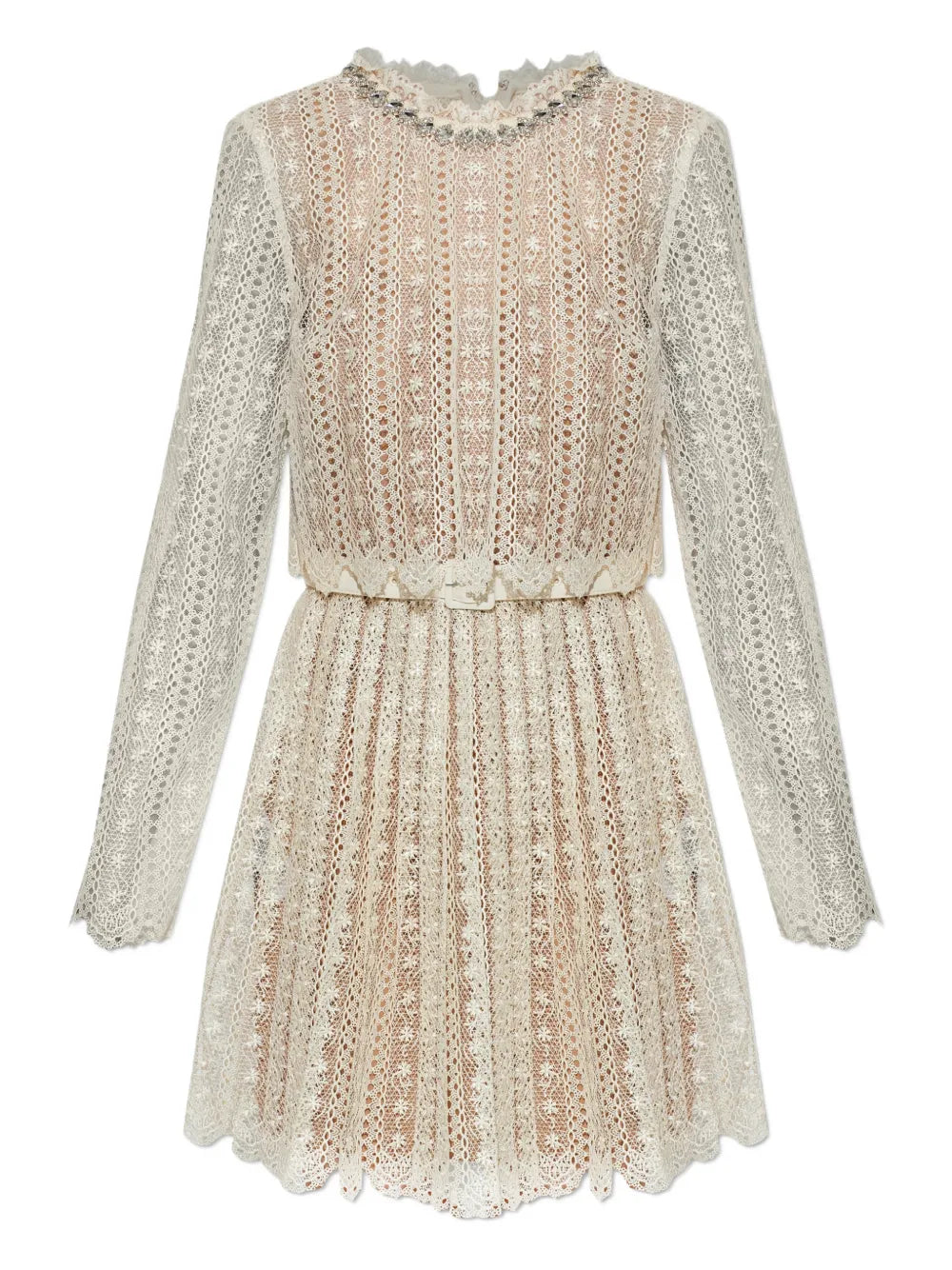 Self Portrait Lace Embellished Maxi Dress — Cream — Size XS — Front View