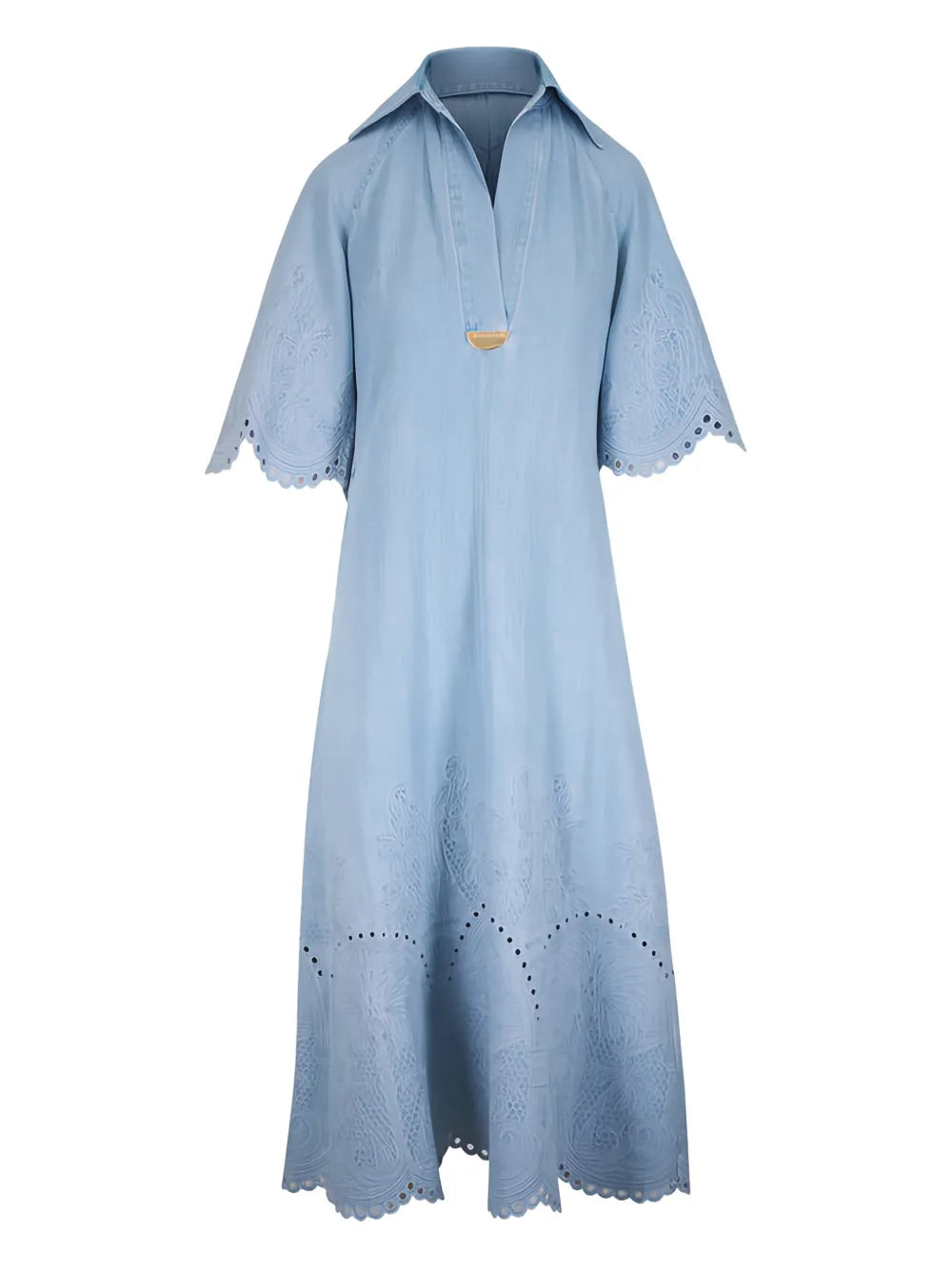 Zimmermann Daylight Denim Midi Dress — Blue — Size XS — Front View