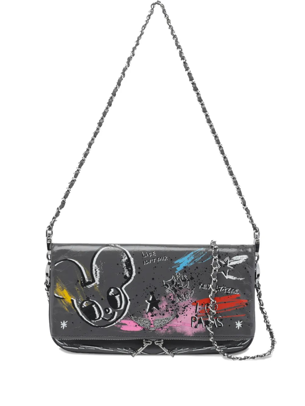 Zadigvoltaire X Humberto Cruz Rock Humberto Graffiti Shoulder Bag — Same as shown — Size One Size — Front View