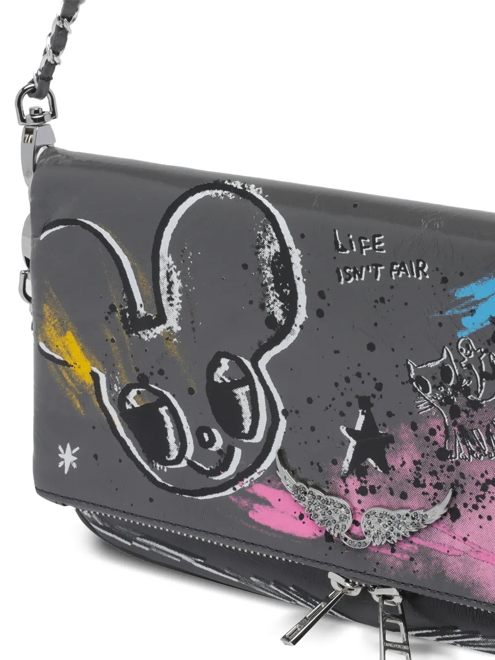 Zadigvoltaire X Humberto Cruz Rock Humberto Graffiti Shoulder Bag — Same as shown — Size One Size — Back View
