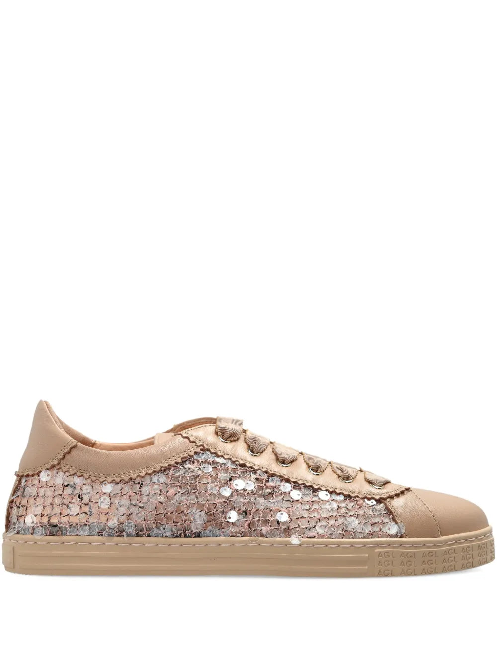 AGL Sequinned Leather-Panel — Beige — Size US M 3.5 - US W 5 — Front View