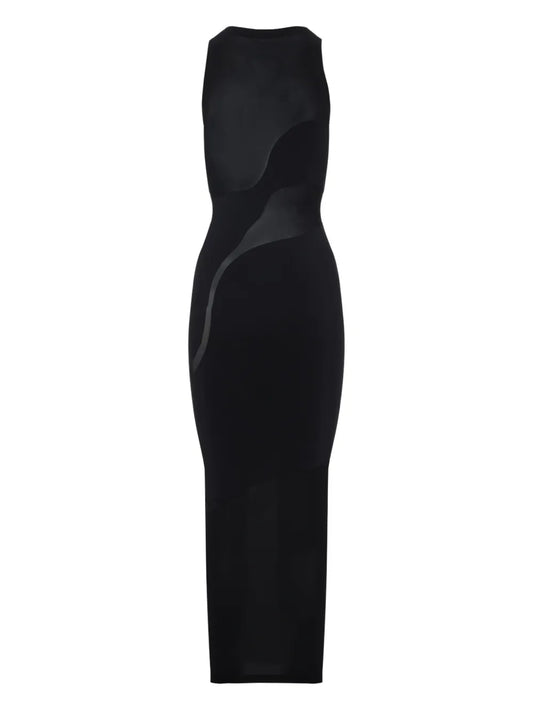 Wolford Sheer Panel Maxi Dress — Black — Size S — Front View