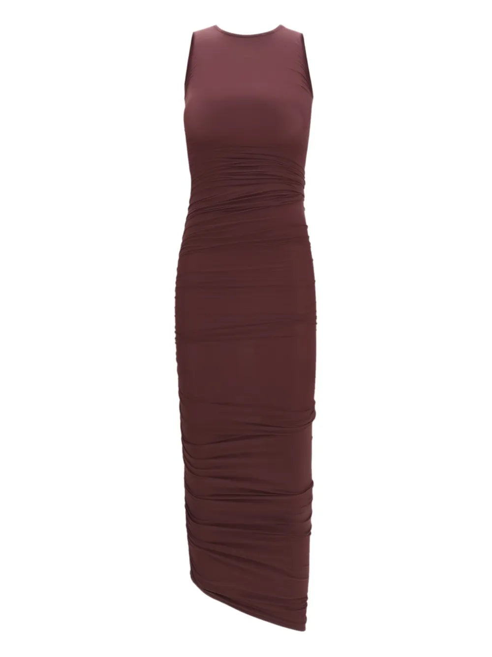 Wolford Drape Sheer Midi Dress — Brown — Size XS — Front View