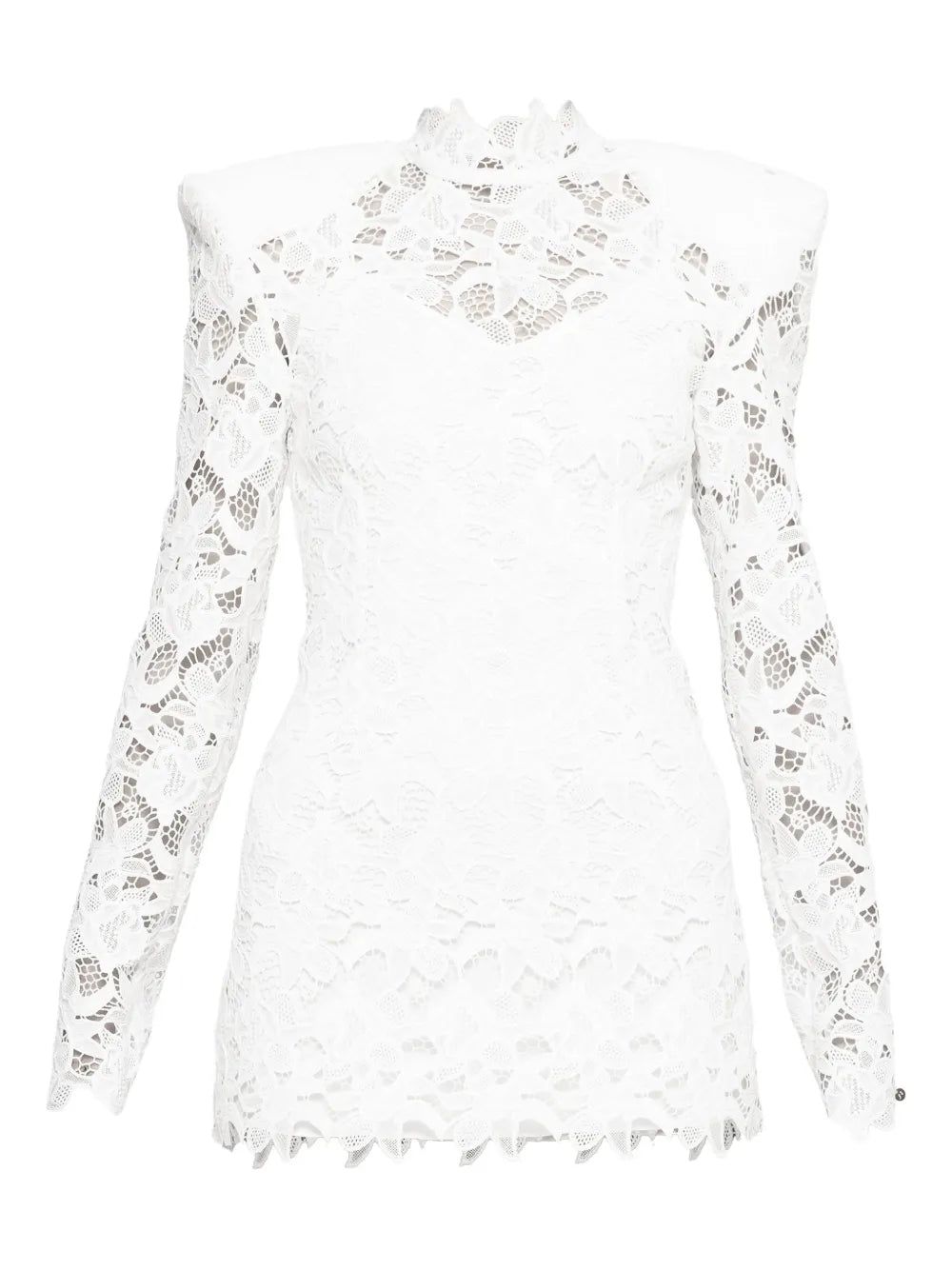 Nissa Lace Long Sleeve Dress — White — Size XS — Front View