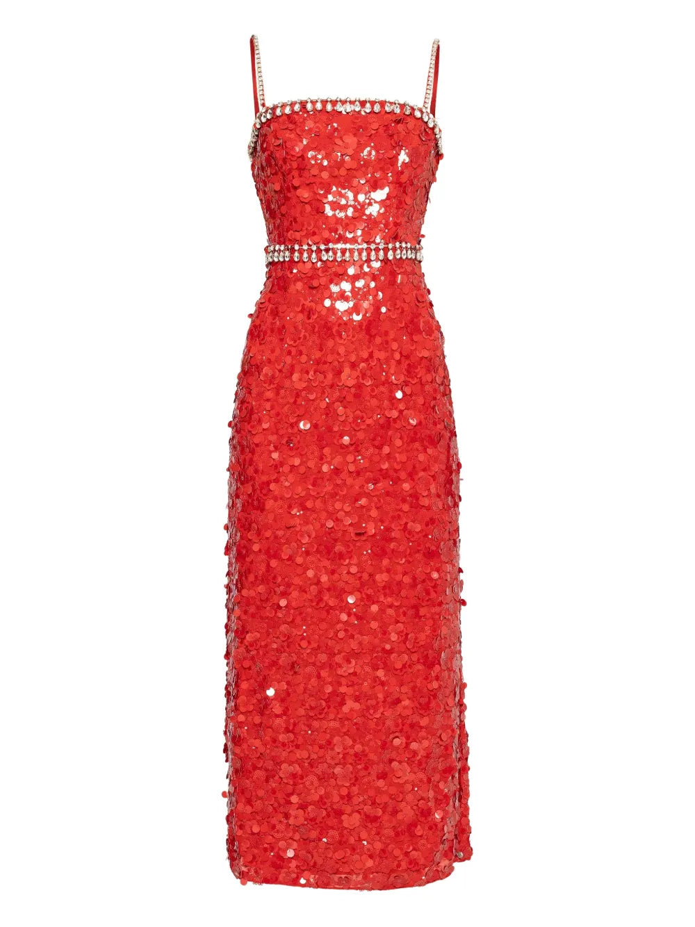 Nissa Crystal Embellished Sequin Dress — Red — Size S — Front View