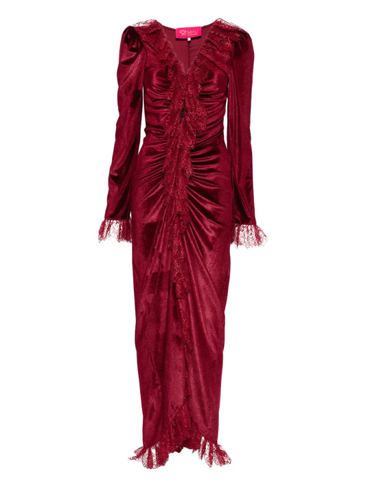 Miau By Clara Rotescu Lace V Neck Maxi Dress — Same as shown — Size XS — Front View