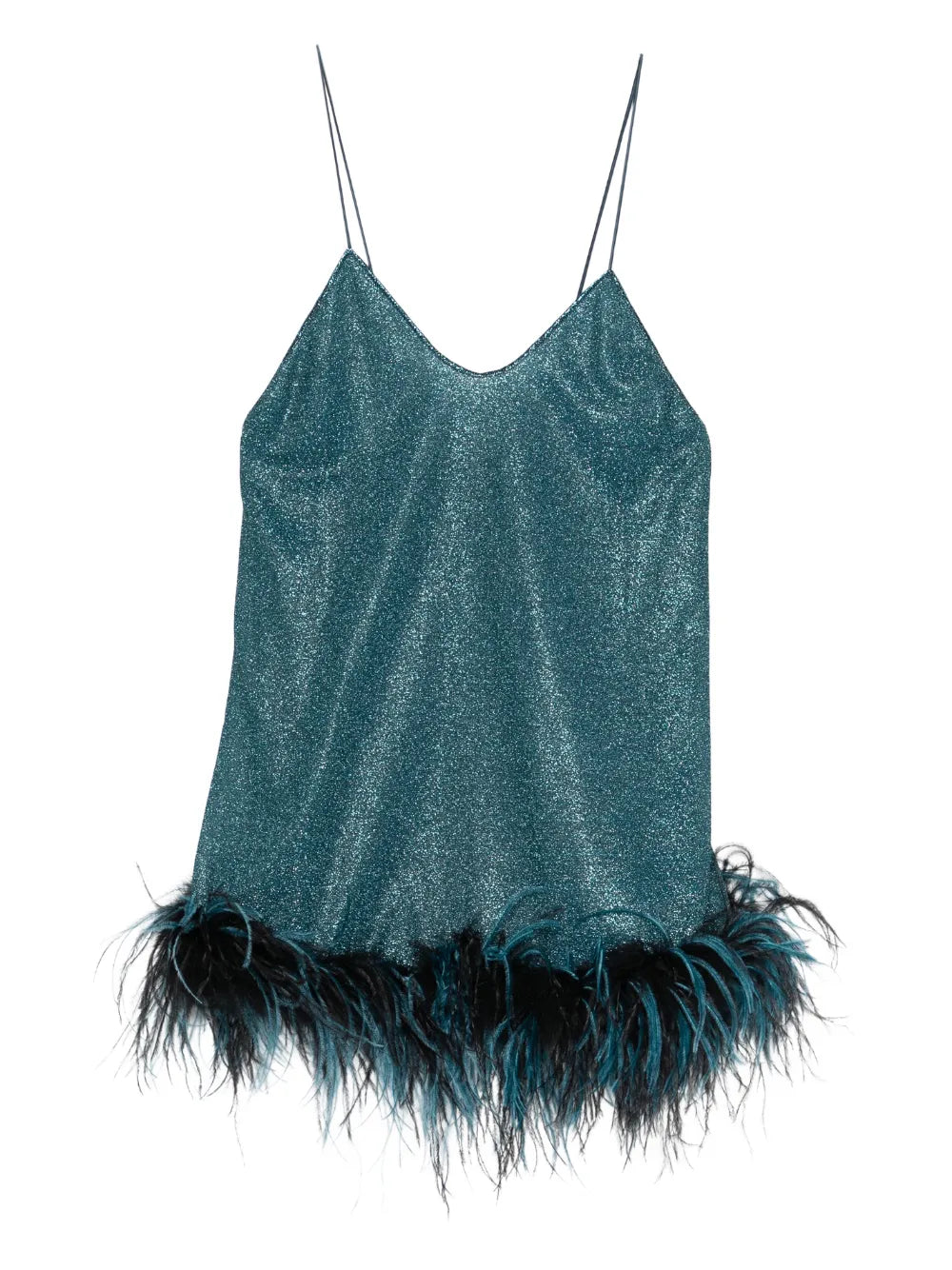 Oseree V Neck Mini Dress — Blue — Size XS — Front View