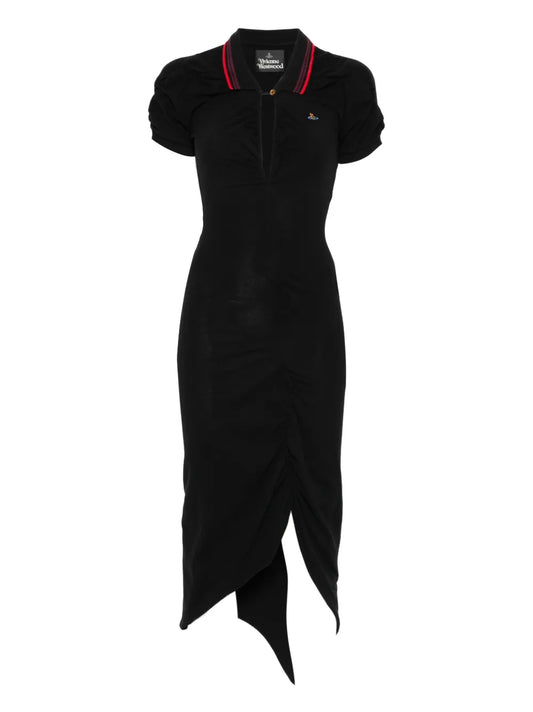 Vivienne Westwood Pulling Ruffled Midi Dress — Black — Size XS — Front View