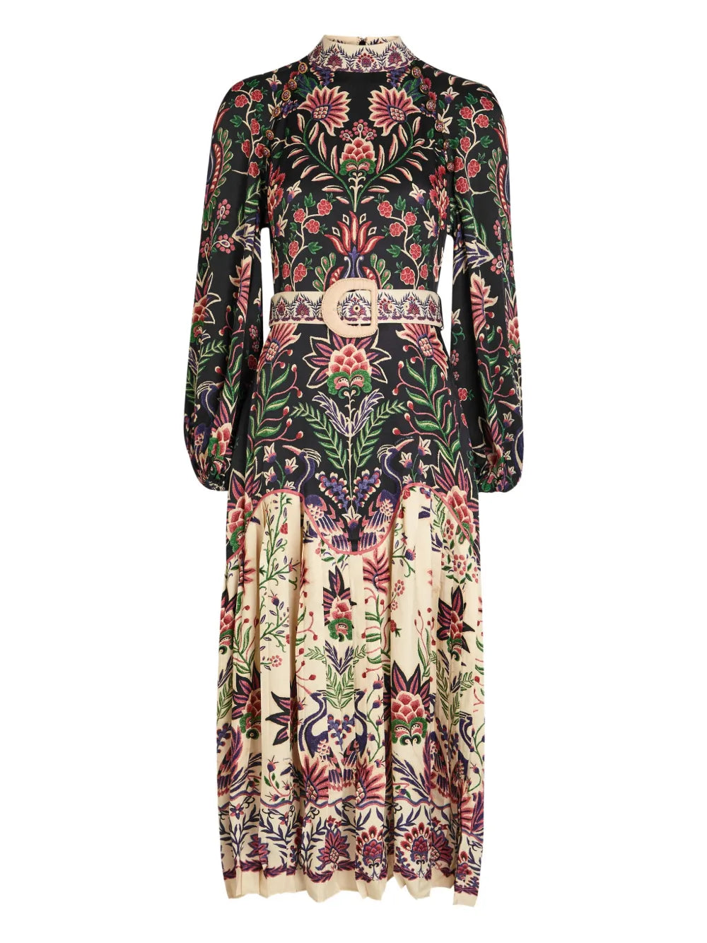 Farm Rio Belt Detail Midi Dress — Black — Size XS — Front View