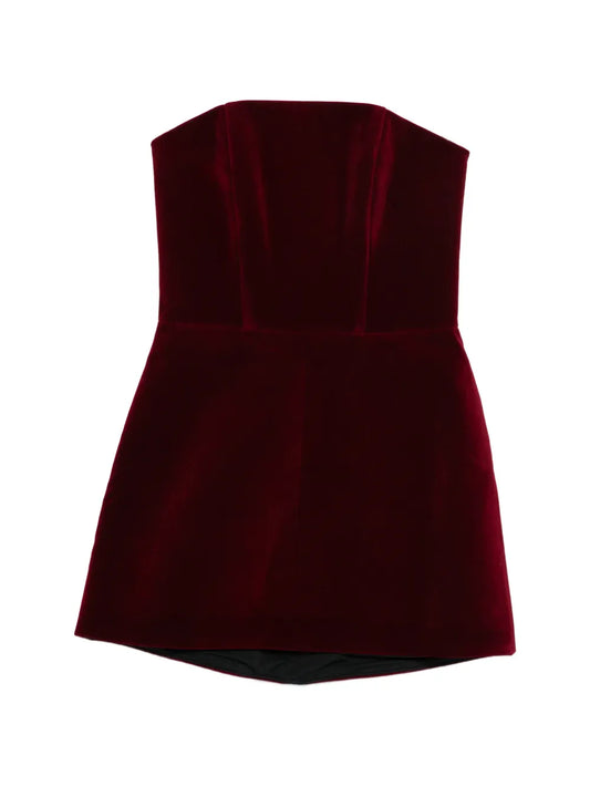 Vestiaire Dun Oiseau Libre Strapless Velvet Mini Dress — Same as shown — Size XS — Front View